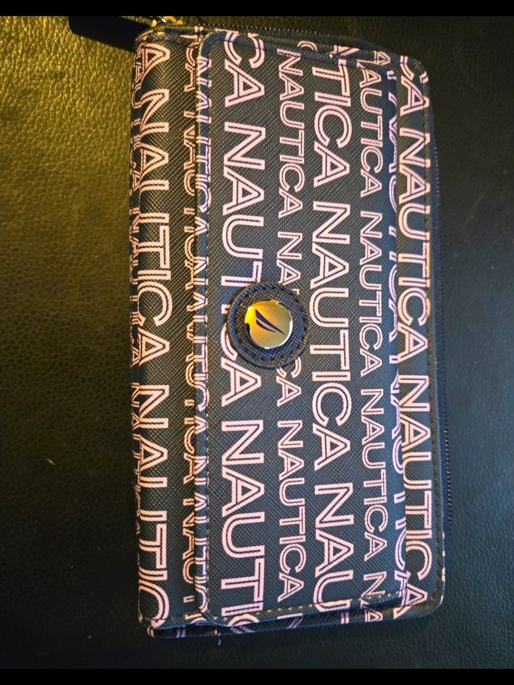 Nautica Black Wallet with Pink Logo Trim